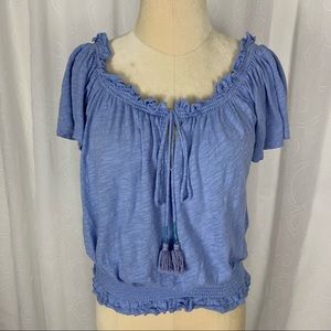 We the Free blue linen/cotton blend shirt